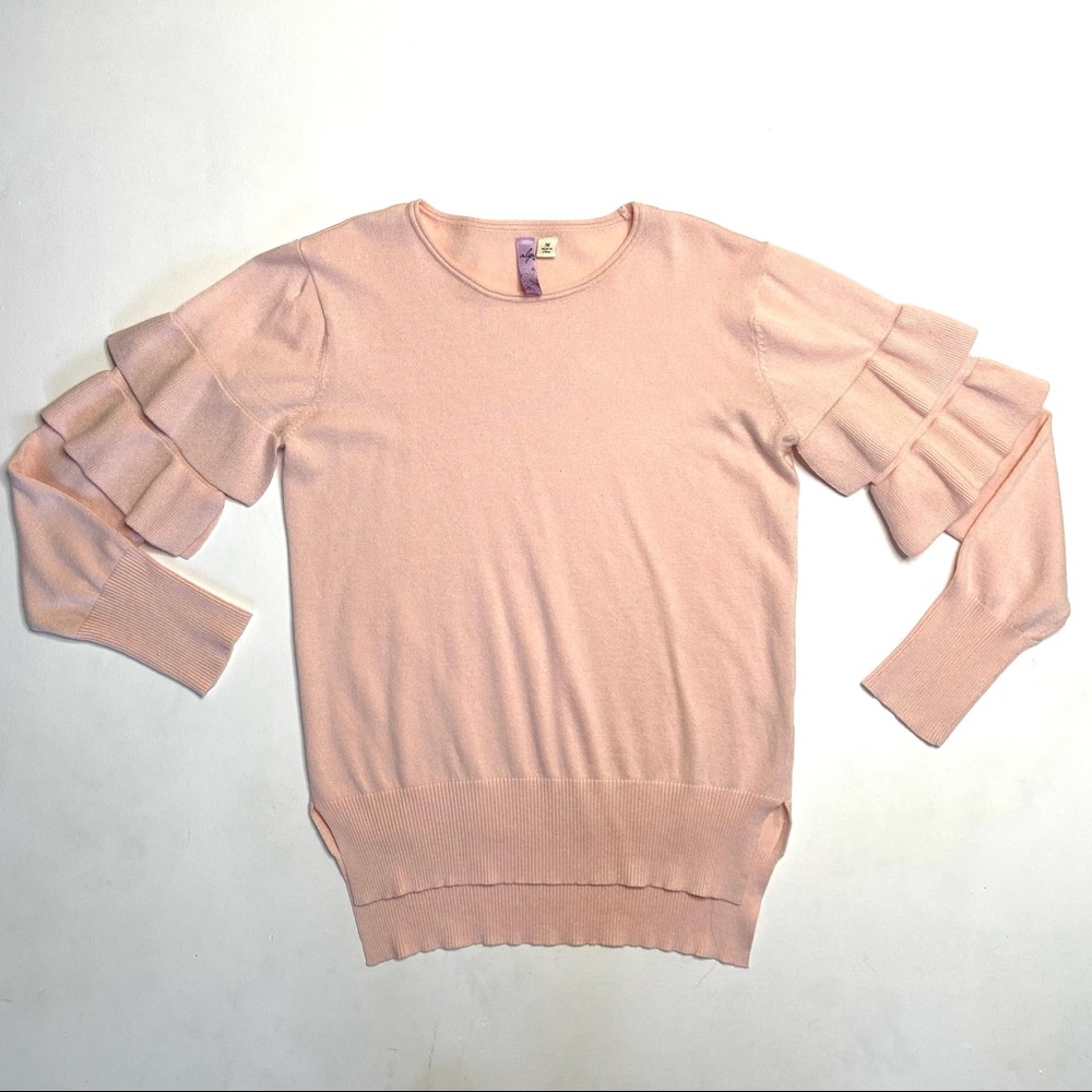 ALYA Francesca’s Pink Flutter Sleeve Sweater